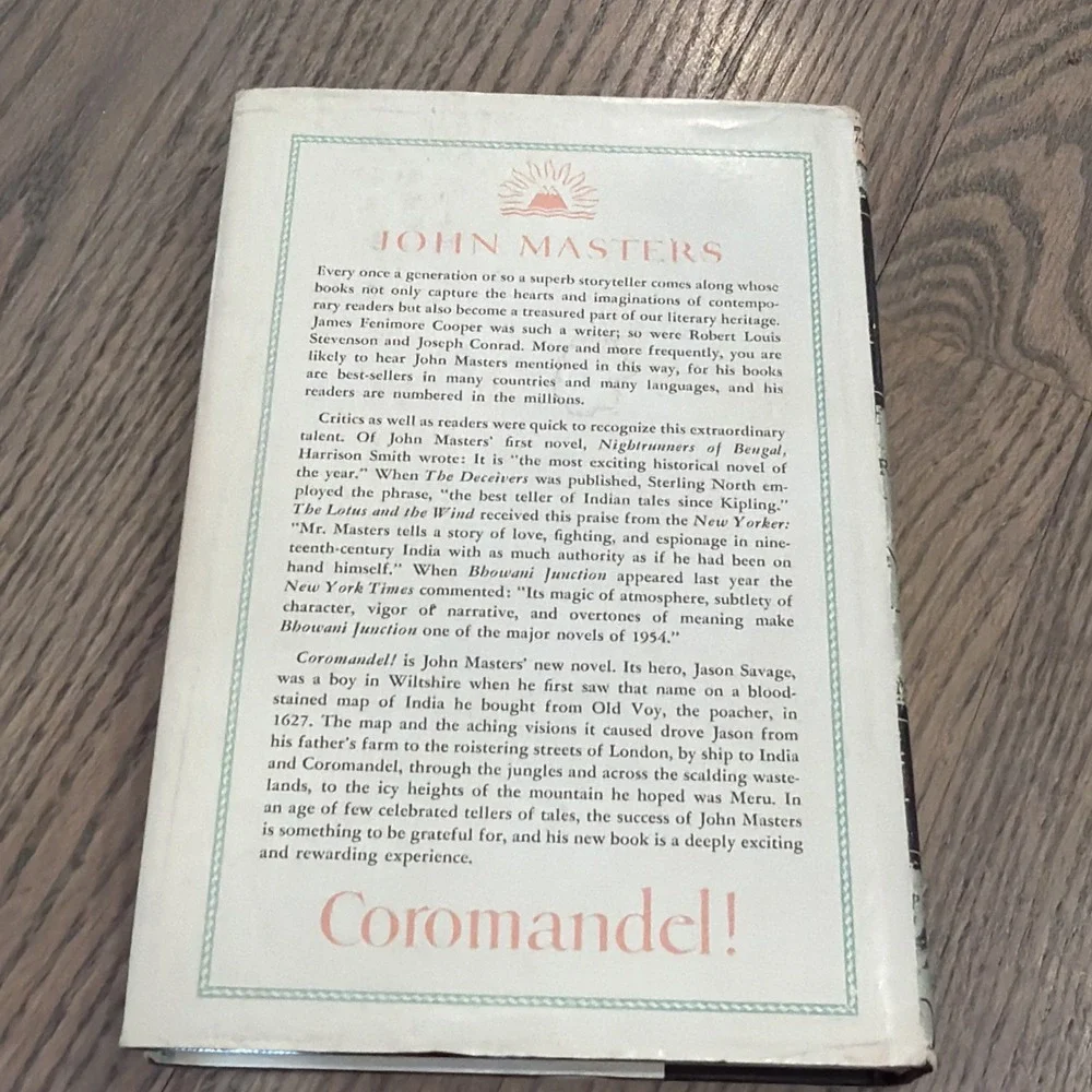 COROMANDEL ! by John Masters‎ 1955 Viking Press hardcover & dust-jacket BCE